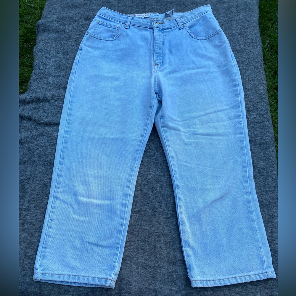 90's Faded Glory Cropped Jeans Mid-Rise Light Wash Denim Vintage Size 14